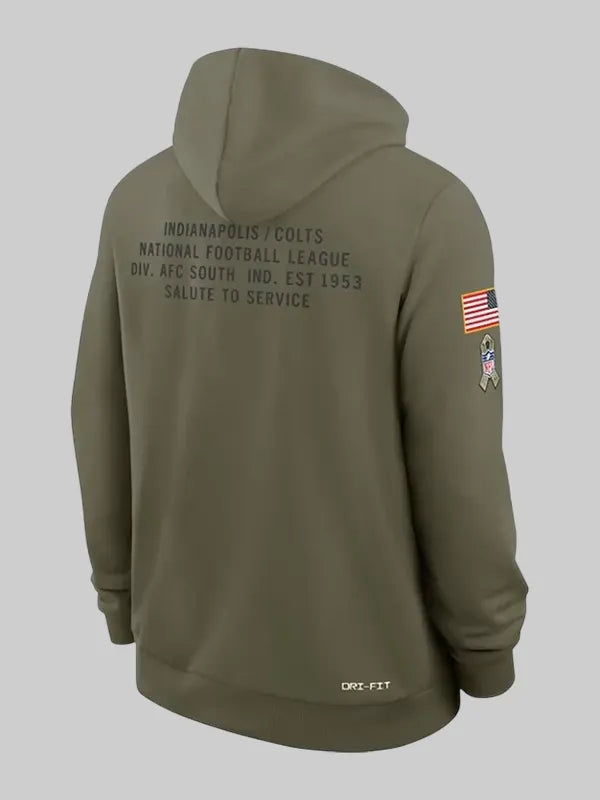 Indianapolis Colts 2025 Salute to Service Olive Hoodie