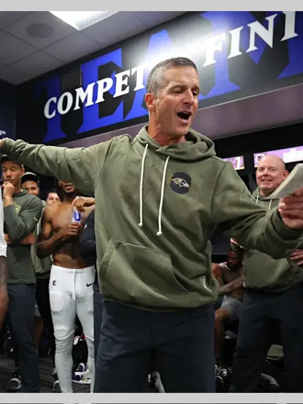 John Harbaugh Ravens Military Hoodie
