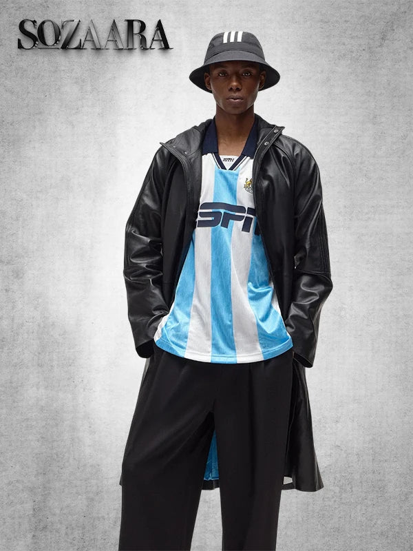 Kith For Adidas Football Stadium Black Leather Coat