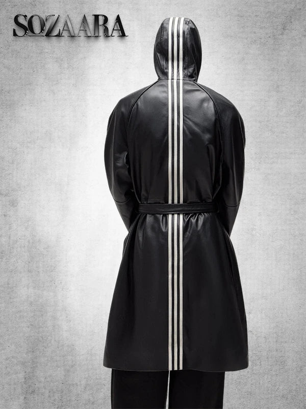 Kith x Adidas Black Leather Coat