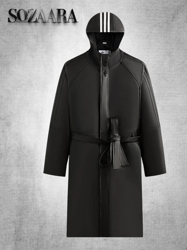 Kith x Adidas Leather Coat Black