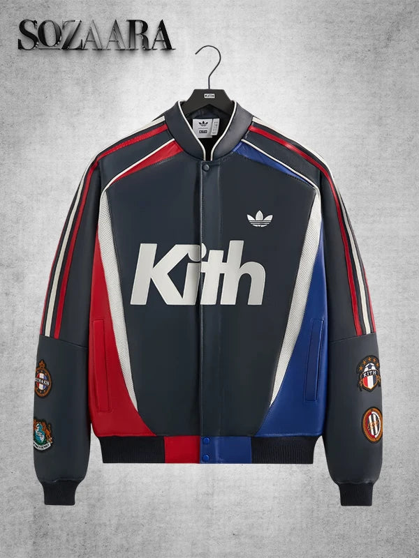 Kith x Adidas Leather Jacket Blue