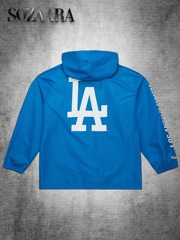 LA Dodgers Coaches Hooded Windreaker Jacket Blue
