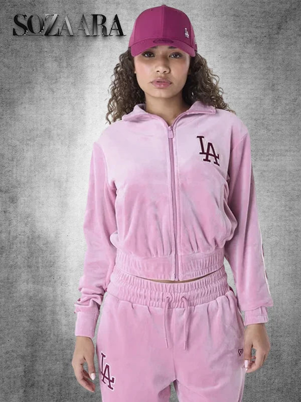 LA Dodgers Womens Pink Track Jacket