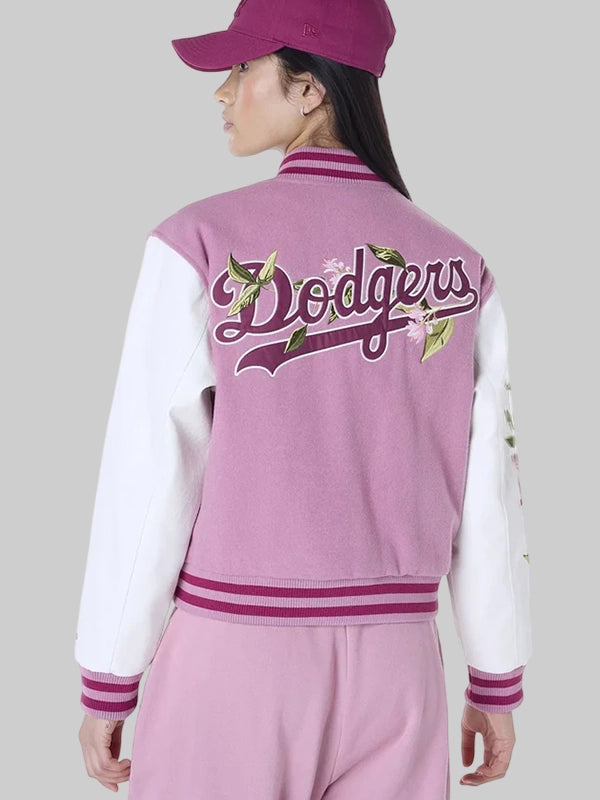 LA Dodgers Floral Pink Varsity Jacket New Eracap
