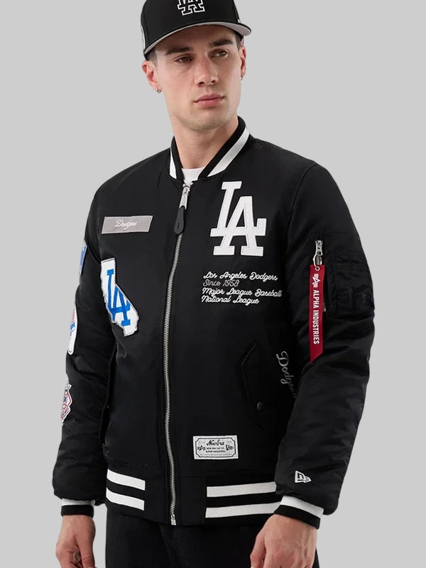 LA Dodgers MLB X Alpha Black Bomber Jacket