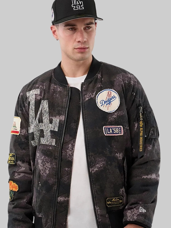 LA Dodgers MLB X Alpha Black Bomber Jacket Women's

