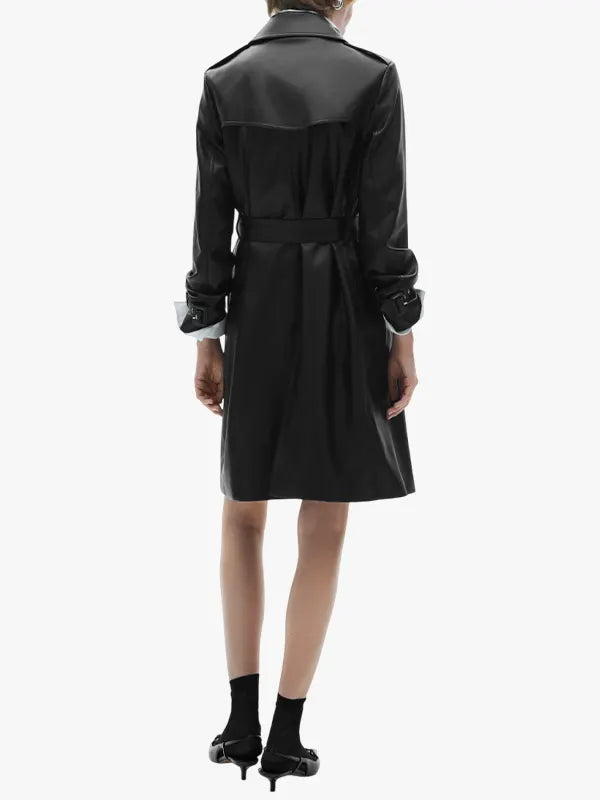 Leather Effect Trench Coat