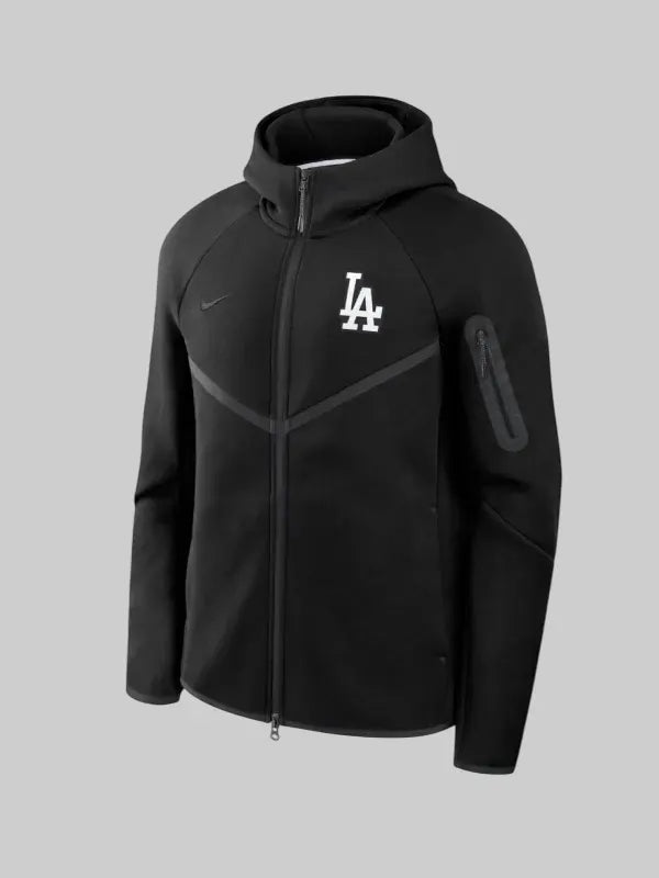 Los Angeles Dodgers Nike Black Tech Fleece Windrunner Full Zip Hoodie Jacket