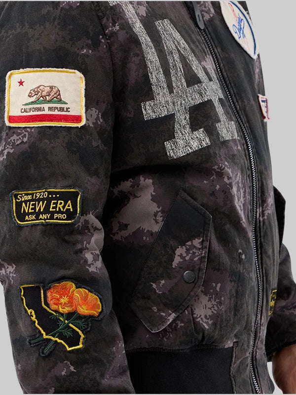 Men's LA Dodgers MLB X Alpha Industries Bomber Jacket In Black