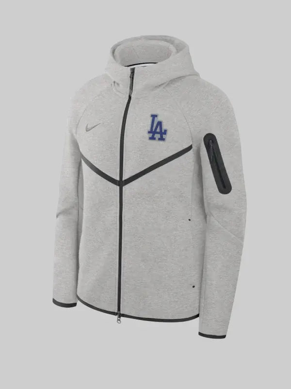 Men s Los Angeles Dodgers Nike Heather Charcoal Tech Fleece Windrunner Full Zip Hoodie Jacket