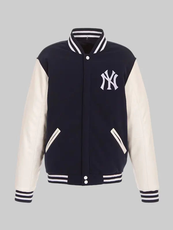Men's New York Yankees New York or Nowhere x New Era Navy/White Full-Snap Varsity Jacket
