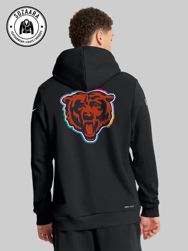 Men's Nike Black Chicago Bears 2025 NFL Crucial Catch Dri FIT Hoodie Sweatshirt
