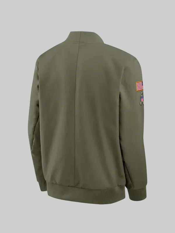 Men s Nike Olive San Francisco 49ers 2025 Salute to Service Sideline Full Zip Bomber Jacket