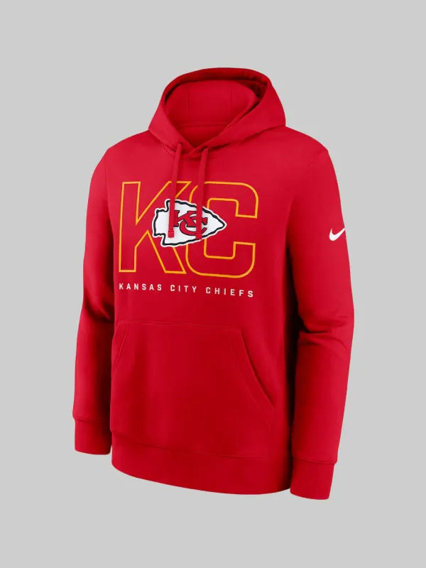 Mens Kansas City Chiefs Nike Red Busted Play Club Fleece Pullover Hoodie