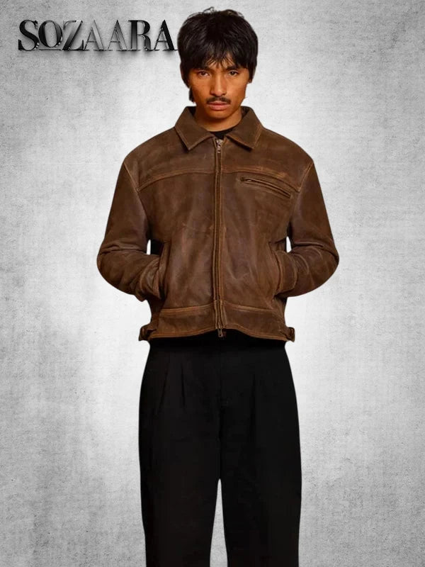 Mens Mutimer Brown Leather Jacket