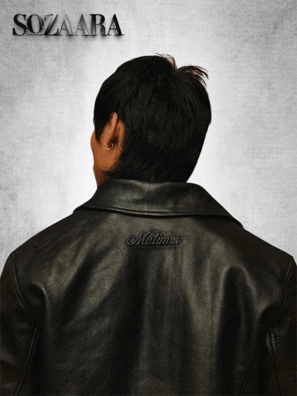 Mens Mutimer Leather Jacket Black