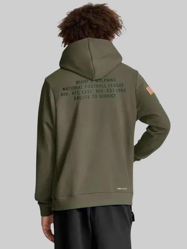 Miami Dolphins Nike Dri Fit Hoodie Salute to Service 2025