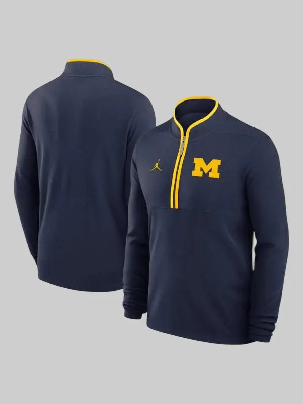 Michigan Wolverines Jordan Brand Victory Half Zip Sweatshirt Navy