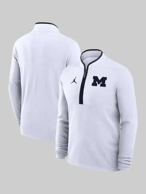 Michigan Wolverines Jordan Brand Victory Half Zip Sweatshirt Navy White