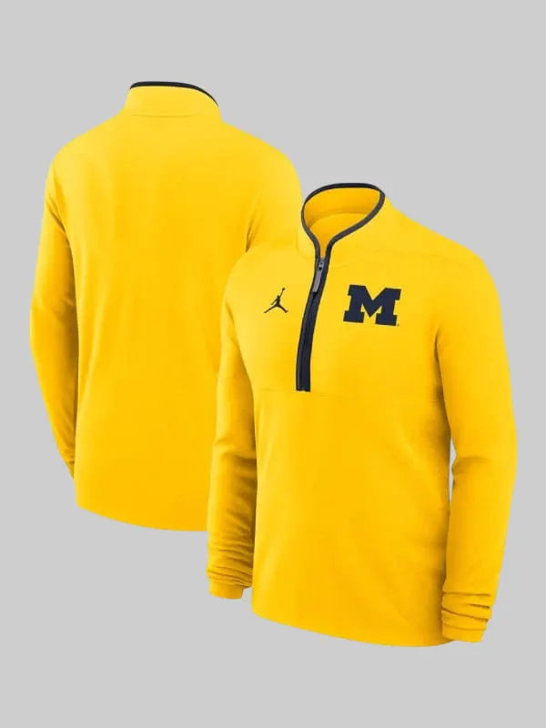 Michigan Wolverines Jordan Brand Victory Half Zip Sweatshirt Yellow
