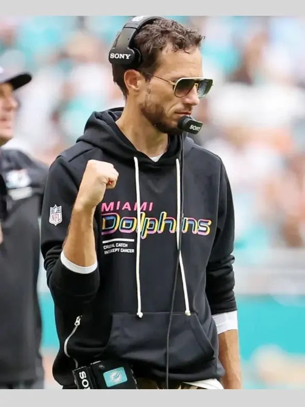 Mike McDaniel Miami Dolphins 2025 Crucial Catch Black Hoodie