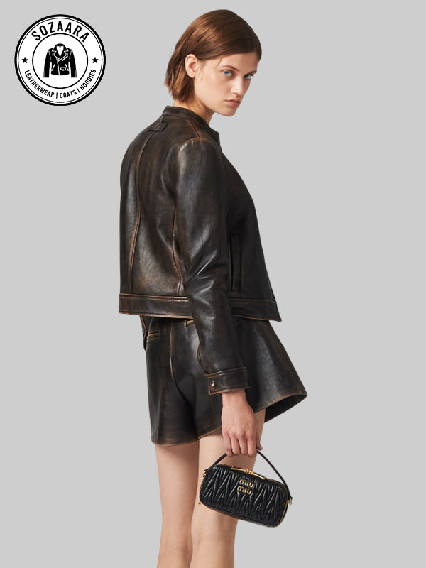 Miu Miu Brown Leather Jacket Womens