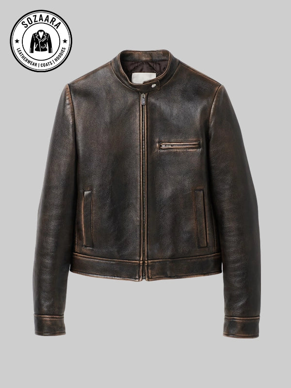 Miu Miu Leather Jacket Brown