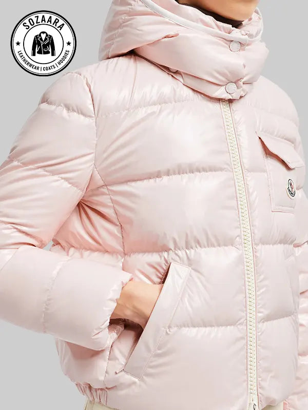 Moncler Andro Hooded Short Down Jacket Pink