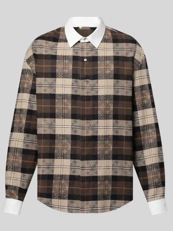 Monogram Flannel Long Sleeved Polo Shirt