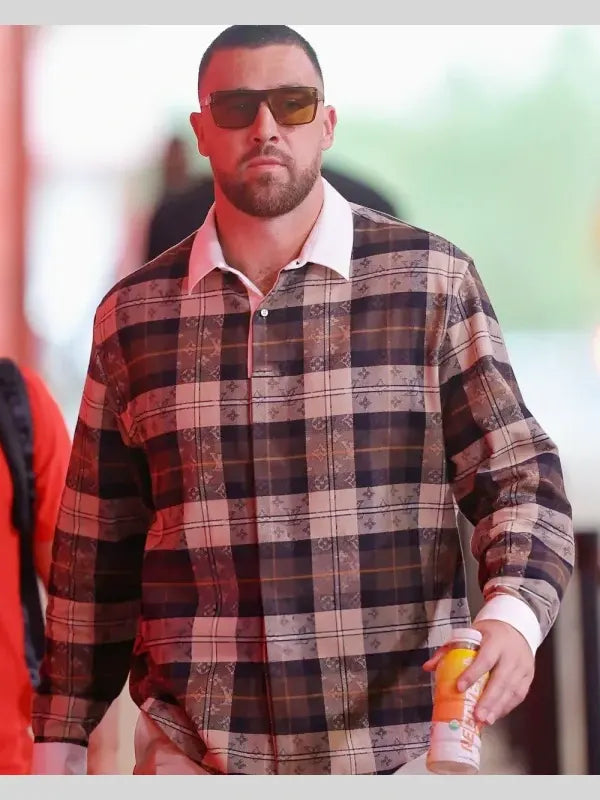 Monogram Flannel Polo Shirt Travis Kelce