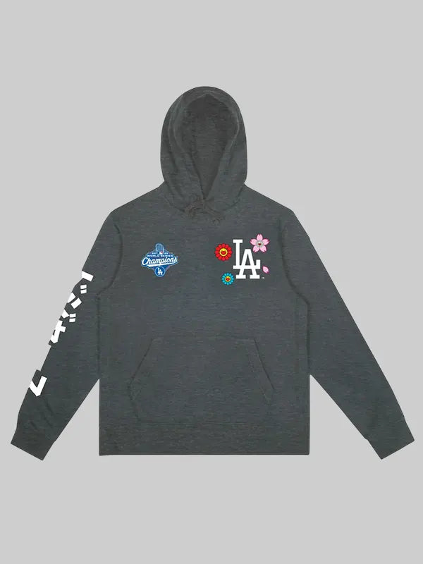 Murakami x Los Angeles Dodgers Fanatics 2025 World Series Champions Legacy Grey Hoodie 

