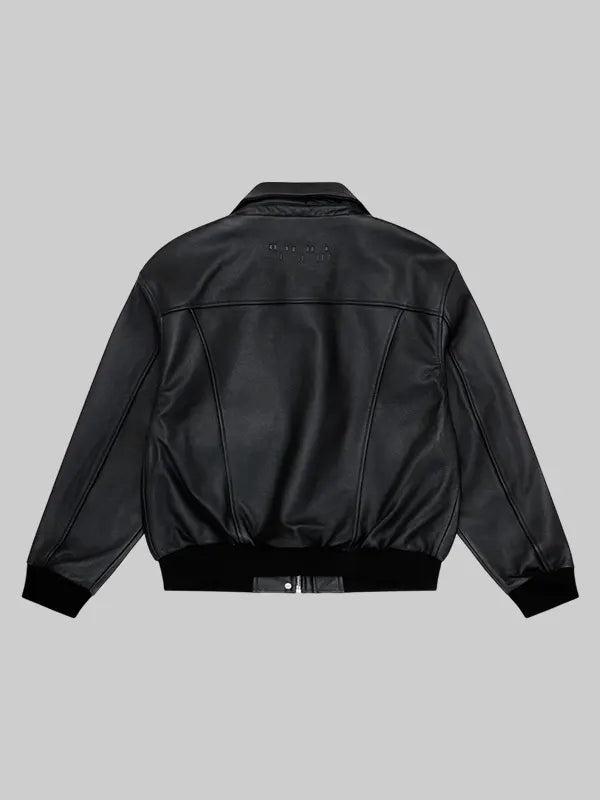 Mutimer Black Leather Bomber Jacket

