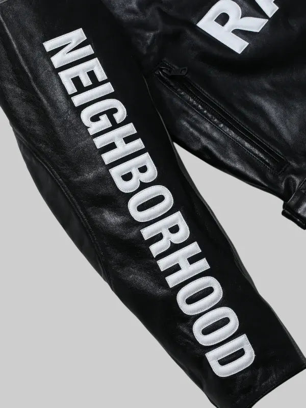 Neighborhood Y 3 Leather Racer Jacket Black