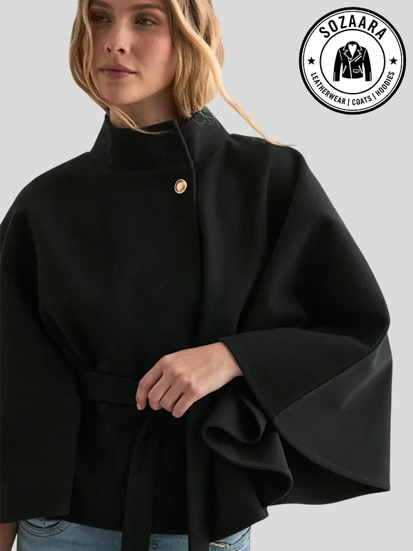 Nelly Fancy Black Poncho Jacket