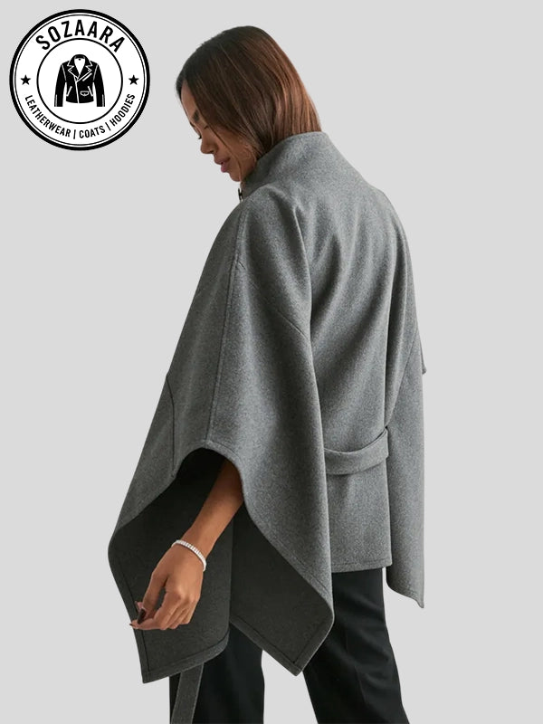 Nelly Fancy Grey Poncho Jacket