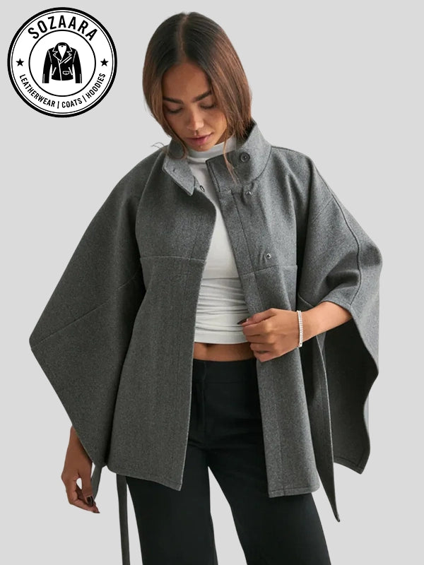 Nelly Fancy Poncho Grey