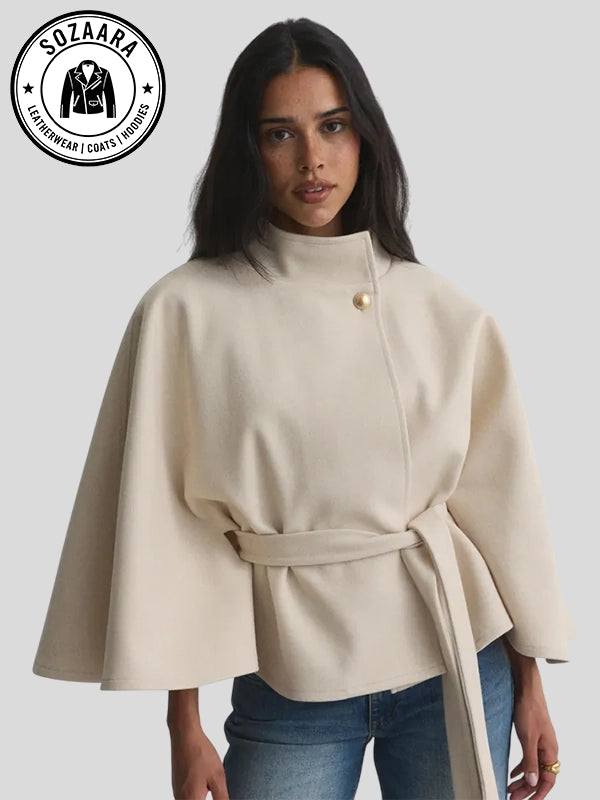 Nelly Fancy Poncho Jacket Beige