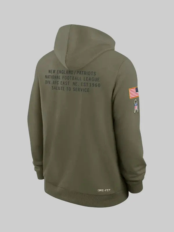 New England Patriots 2025 Salute to Service Hoodie Olive