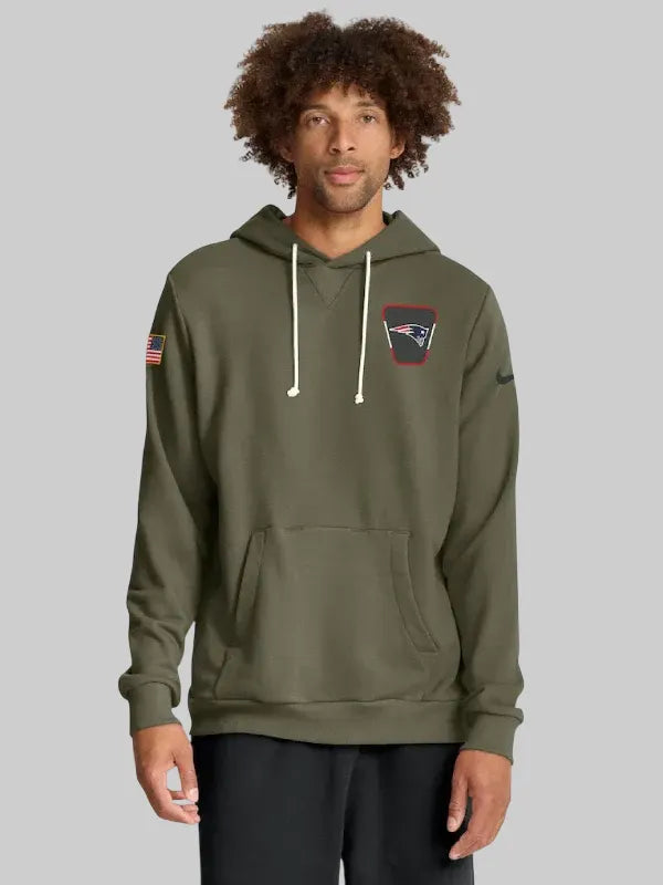 New England Patriots Military Hoodie Olive.