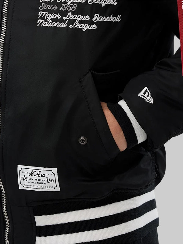 New Era Dodgers Alpha Industries Black MA-1 Bomber Jacket 