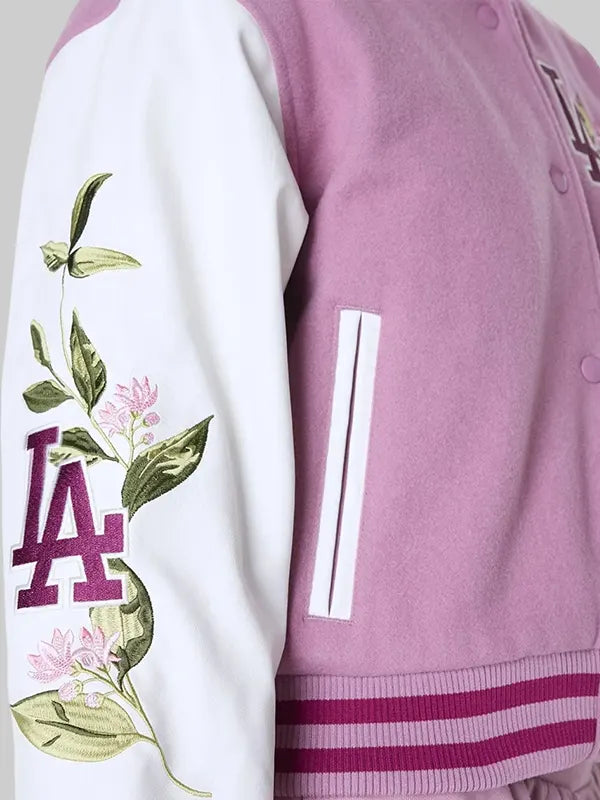 New Era Los Angeles Dodgers Pink Varsity Jacket