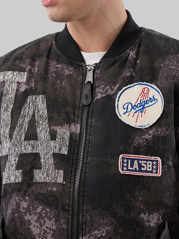 New Era x Alpha Industries x LA Dodgers Bomber Jacket In Black
