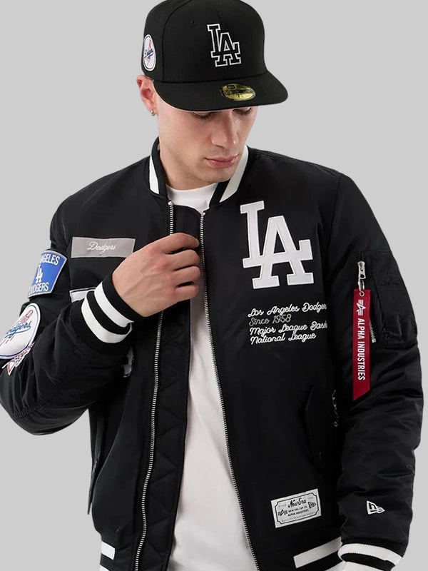 New Era x MLB Los Angeles Dodgers Alpha Industries MA-1 Bomber Jacket In Black