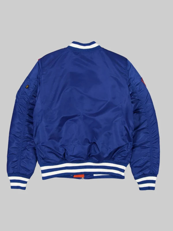 New York Knicks Alpha Industries Blue MA 1 Bomber Jacket