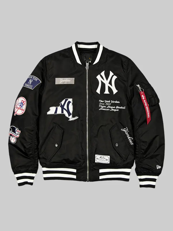 New York Yankees New Era x Alpha Industries Bomber Jacket Black 
