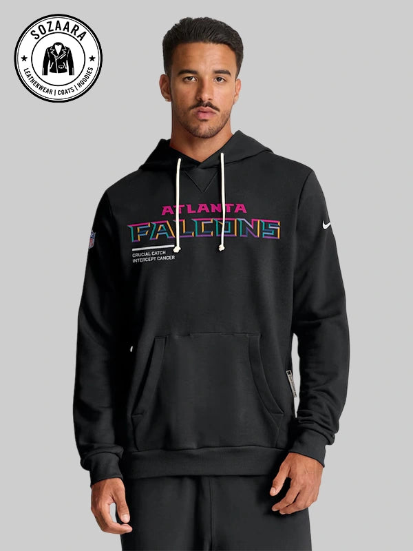Nike 2025 Crucial Catch Atlanta Falcons Cancer Hoodie In Black
