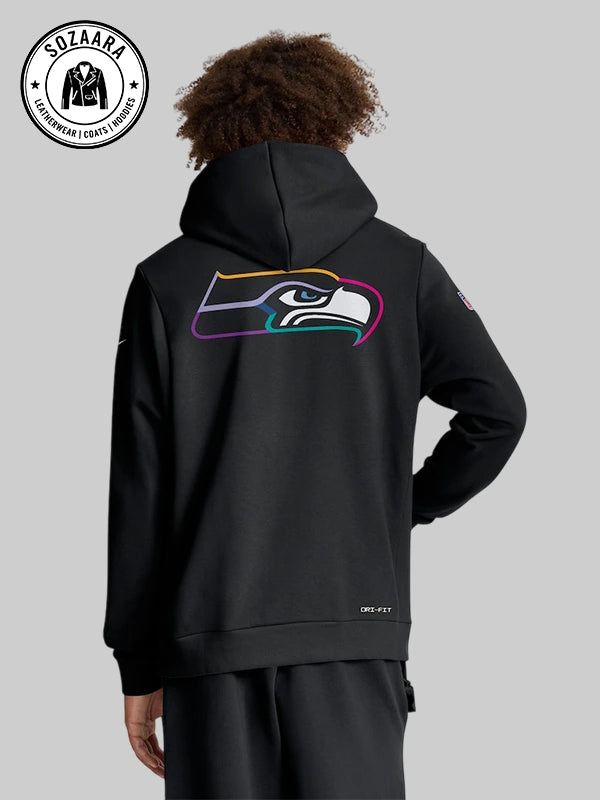 Nike Black Seattle Seahawks 2025 NFL Crucial Catch Sideline Standard Issue Dri FIT Hoodie
