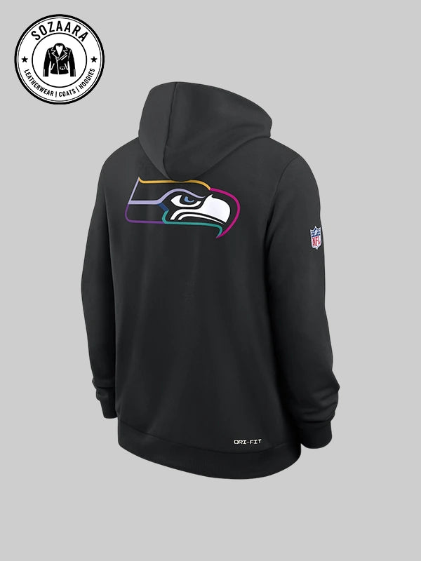 Nike Black Sideline Standard Crucial Catch 2025 Seattle Seahawks Sweatshirt Hoodie
