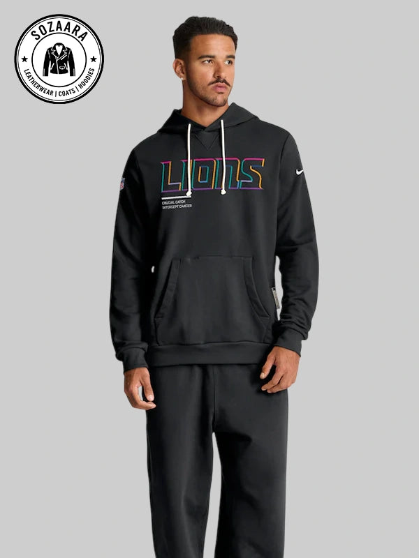 Nike NFL 2025 Crucial Catch Detroit Lions Cancer Hoodie

